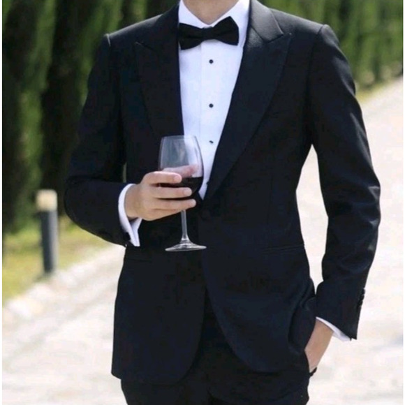 SUITSUPPLY Lazio Tuxedo Jacket Mens VBC Italian Wool S110 Silk Black Formal 38R - Picture 1 of 16